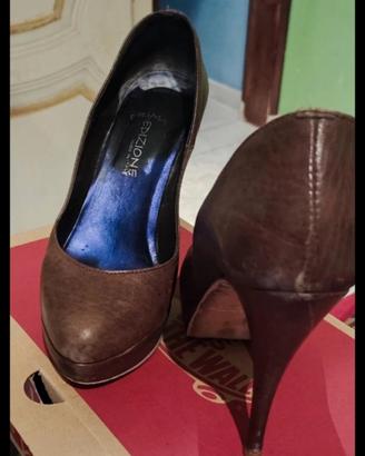 scarpe décolleté marroni