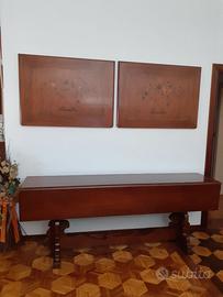 tavolo consol con allunghe intarsiate