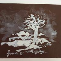 dipinto acrilico su carta opaca "Neve" cm 13 x 19