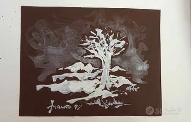 dipinto acrilico su carta opaca "Neve" cm 13 x 19