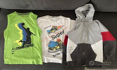 3x Felpa c Cappuccio T-Shirt Canotta bambino