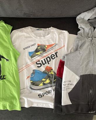 3x Felpa c Cappuccio T-Shirt Canotta bambino