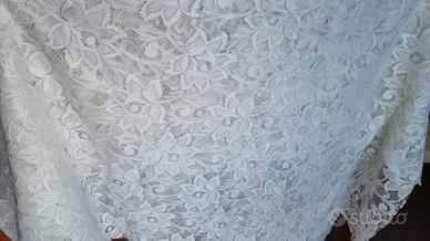 scampolo tessuto di pizzo bianco cm 80 x 140