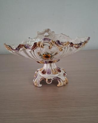 Alzatina centrotavola vintage in ceramica decorata
