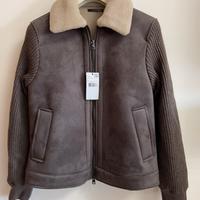 Giacca effetto camoscio pelliccia di pecora