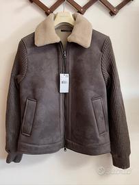 Giacca effetto camoscio pelliccia di pecora