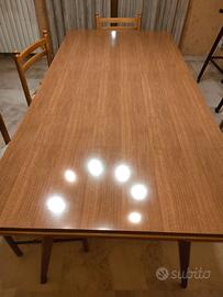 Tavolo legno 90x185xh. 79 cm + 6 sedie impagliate