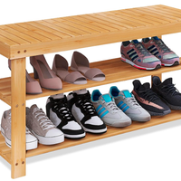 SMIBUY Panca portascarpe in bambù, 86 x 28.5 x 45