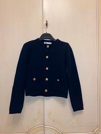 Cardigan Zara blu bottoni oro S stile Chanel ✨