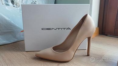 Scarpe décolleté nude n.38, vera pelle
