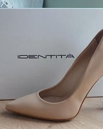 Scarpe décolleté nude n.38, vera pelle