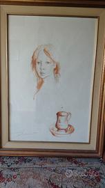 CARLA TOLOMEO - TEMPERA SU CARTA "RITRATTO"