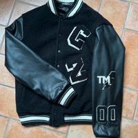 Varsity Jacket Nera M – Maniche in Pelle