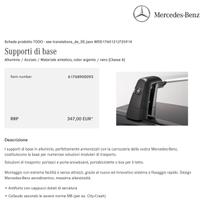 Barre portatutto ORIGINALI Mercedes per Classe A