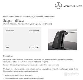 Barre portatutto ORIGINALI Mercedes per Classe A