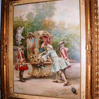 Dipinto olio su tela Jean Philipe Moreno epoca 900