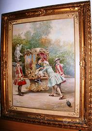 Dipinto olio su tela Jean Philipe Moreno epoca 900