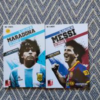 Lotto di due libri su Messi e Maradona