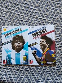 Lotto di due libri su Messi e Maradona