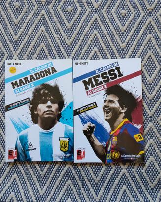 Lotto di due libri su Messi e Maradona
