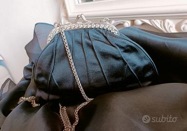 ALBERTA FERRETTI Clutch da sera raso nero strass