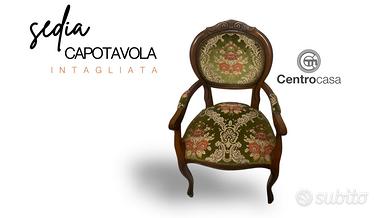 SEDIA POLTRONA CAPOTAVOLA CLASSIC LEGNO INTAGLIATO