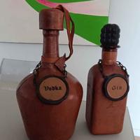Bottiglie vintage in pelle 