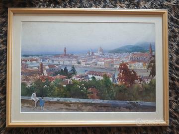 Quadro acquerello Piazzale Michelangelo Firenze