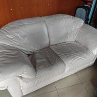 Divano 2 posti in vera pelle bianca 170 cm 