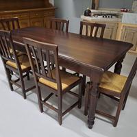 Tavolo massiccio arte povera con 6 sedie