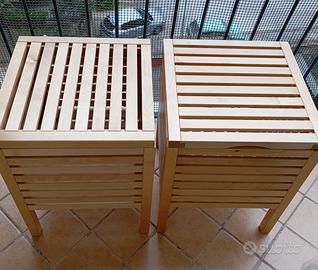 Sgabelli contenitore Ikea in legno naturale 