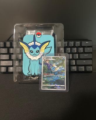 Set pokemon vaporeon AR carta promo e portachiavi