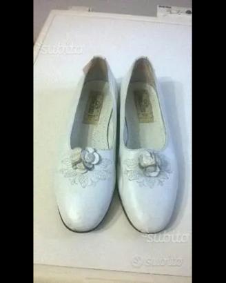 Scarpe bianche in pelle per Prima Comunione n.34