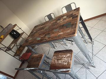 Set Tavolo Alto + 4 Sgabelli Industriale - Habitat