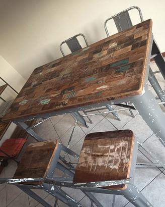 Set Tavolo Alto + 4 Sgabelli Industriale - Habitat