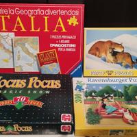 4 puzzle+Gioco Prestigiatore+soldatini+sorpresine+