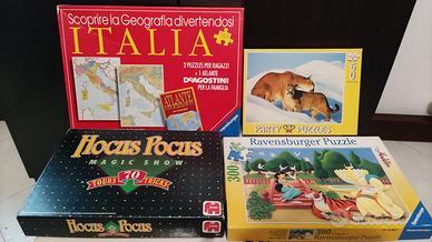 4 puzzle+Gioco Prestigiatore+soldatini+sorpresine+