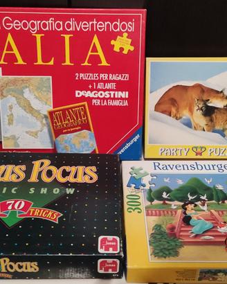 4 puzzle+Gioco Prestigiatore+soldatini+sorpresine+