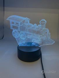 Lampada LED 3D Locomotiva – Multicolore con Base