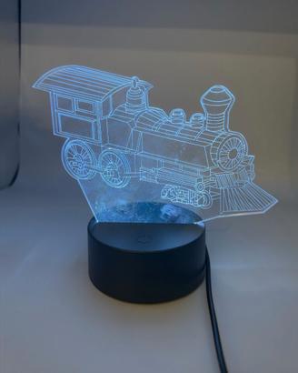 Lampada LED 3D Locomotiva – Multicolore con Base