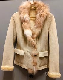 Giacca donna montone con profili pelliccia