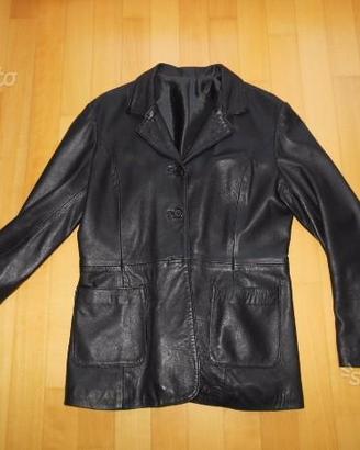 GIACCA in pelle nappa nera Tg. 44, 3 bottoni