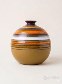 Vaso ceramica vintage anni '60  a fasce arancio
