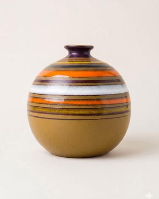 Vaso ceramica vintage anni '60  a fasce arancio