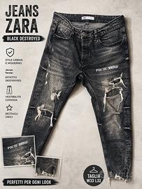 Jeans Zara neri strappati effetto vintage