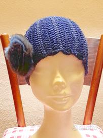 Cappello cuffia NUOVO marca Bun Italy lana/visone