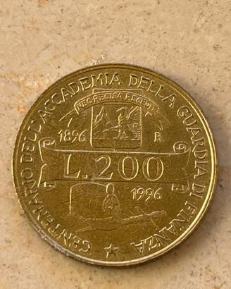 Moneta lire 200 centenario guardia di finanza