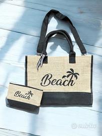 Borsa mare + pochette - Beach - beige e nera