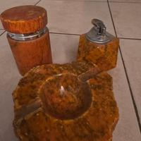 Set da fumo vintage in alabastro