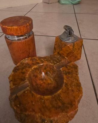 Set da fumo vintage in alabastro